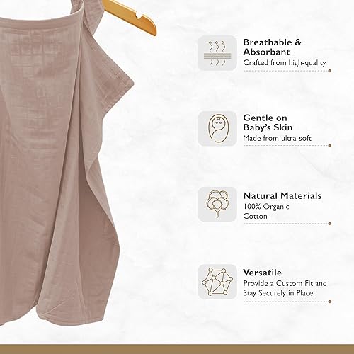 Miniatura 2 de MOZAH Cubierta de lactancia de muselina de algodón orgánico, esencial para lactancia materna, delantal de lactancia materna transpirable, toldo