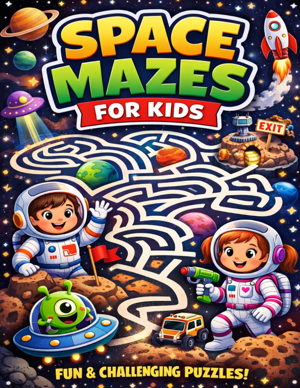 Space Mazes for Kids: Fun and Challenging Space Puzzle Adventures for Kids Ages 4–8