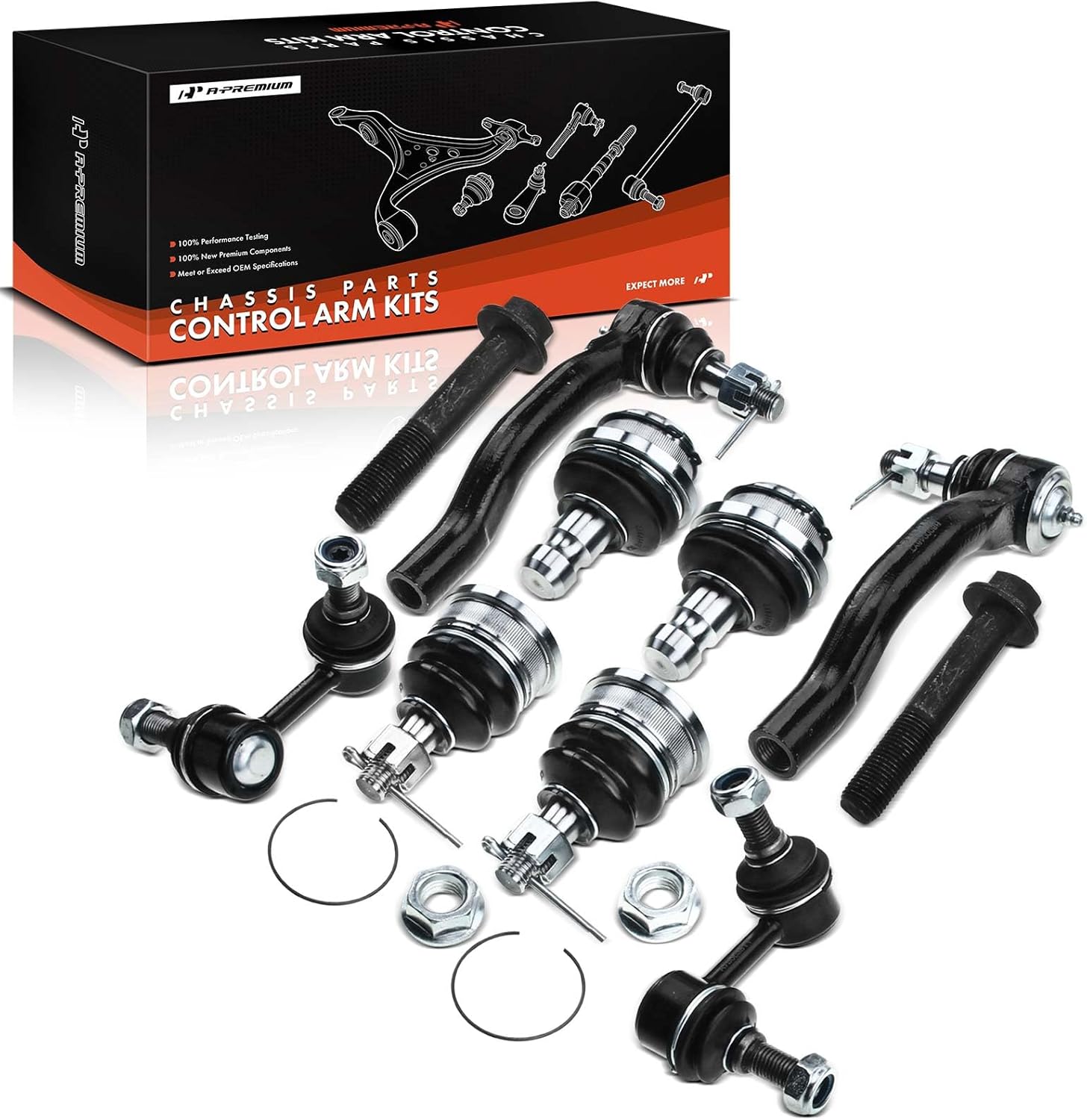 A-Premium 8Pcs Suspension Kit, Rear Sway Bar Link & Front Upper Lower Ball Joint Outer Tie Rod End, Compatible with Nissan Pathfinder 2005-2012