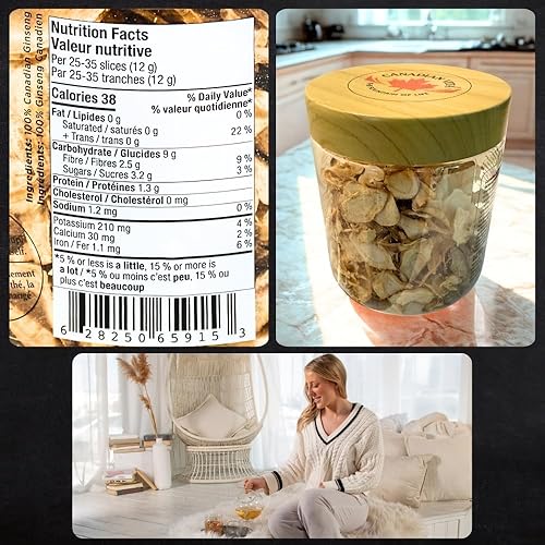 Miniatura 8 de Rodajas de raíz de ginseng  Ginseng canadiense premium para té o masticar  Suplemento de energía herbaria y enfoque  Auténtica raíz de ginseng seca