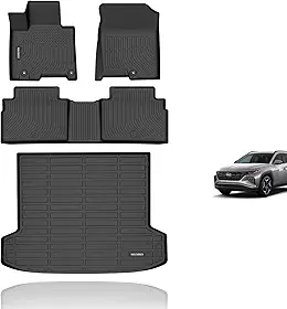 KELCSEECS Tapetes de chão e forro de carga personalizados para Hyundai Tucson híbrido plug-in 2026 2025 2024 2023 2022 Hyundai Tucson Tapetes de carro híbrido para todos os climas Tapete de carga