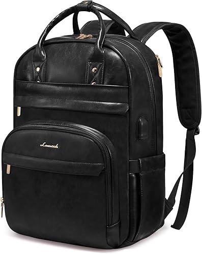 LOVEVOOK Mochila de viaje para computadora portátil para mujer, de piel sintética, mochila de trabajo a la moda, bolsa grande de 15.6 pulgadas para