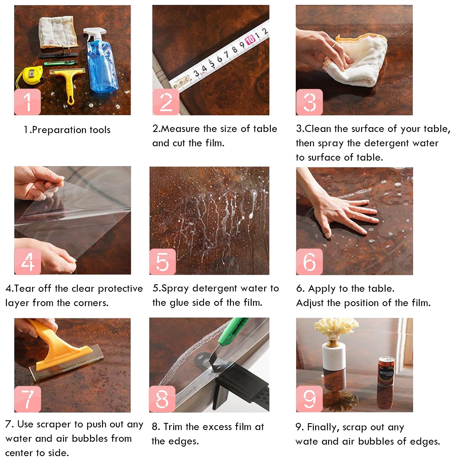 Película protectora transparente autoadhesiva para tableros de vidrio, granito y madera, papel de contacto de cocina a prueba de aceite, 40 x 84 pulgadas