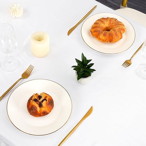 Miniatura 6 de Paquete de 10 manteles de satén de 90 x 132 pulgadas, color blanco, rectangular, de satén sedoso, mantel de tela suave de seda brillante, cubierta