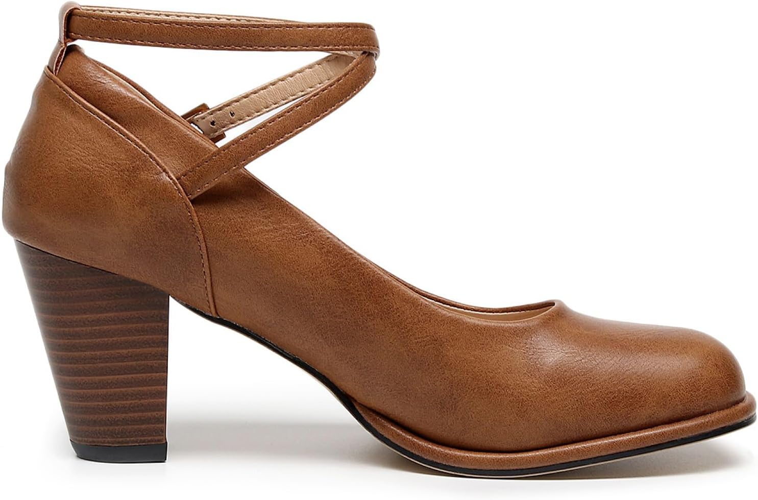 VenusCelia Women's X-Strap Pump Heeled Shoe