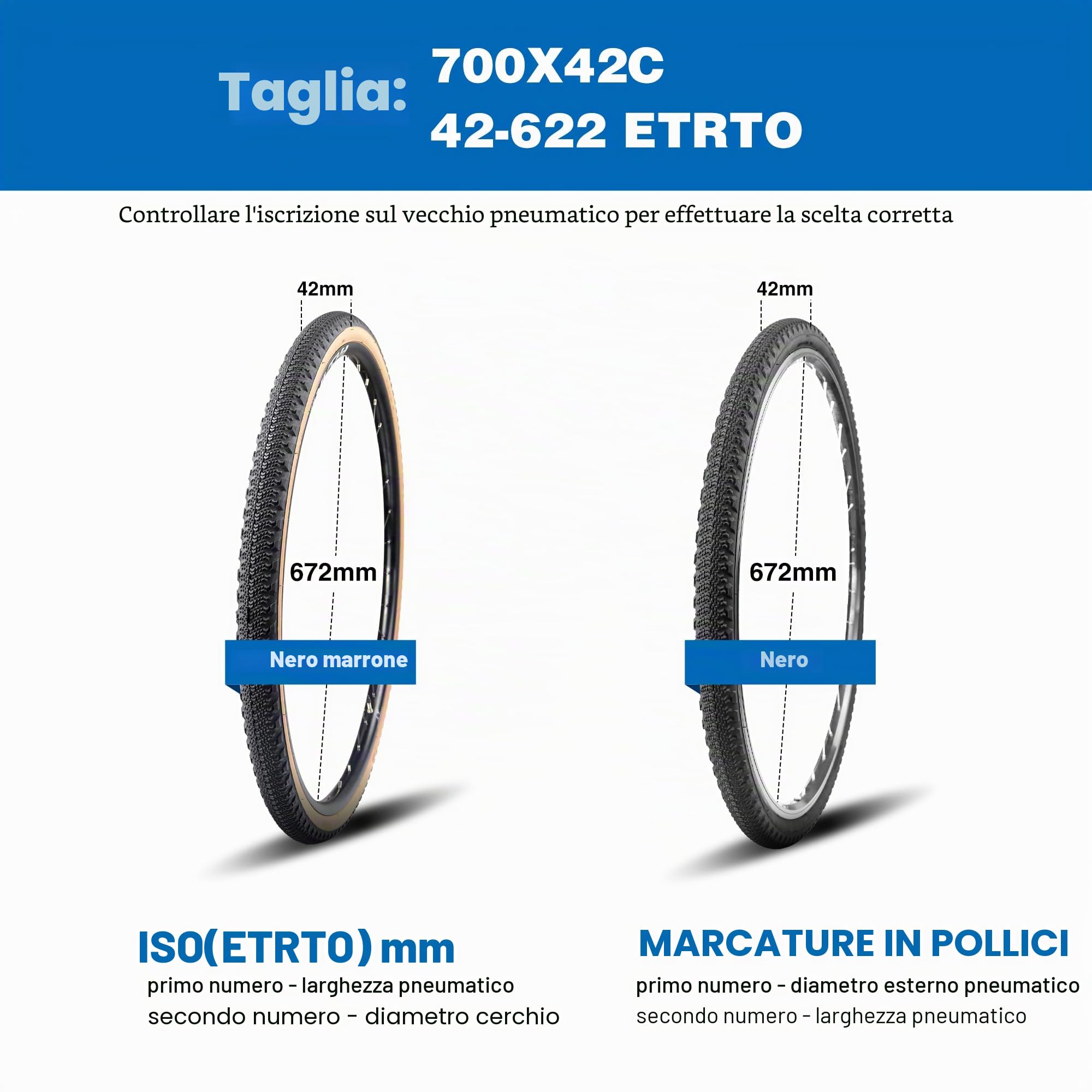 MEGHNA Pneumatici di ricambio per bicicletta, 700 x 42 c, per bici da corsa, tubo flessibile