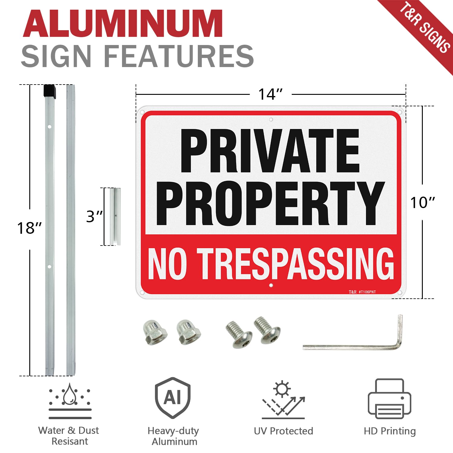 T&R Large No Trespassing Private Property Sign Video Surveillance Sign 14 X 10 Inchesrust Free 588111