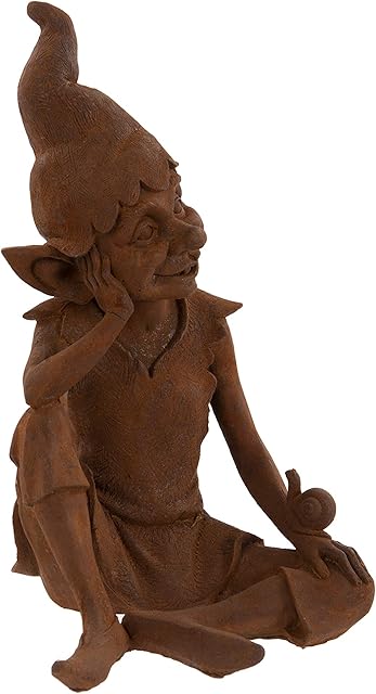 F&G Supplies Charming and fun Pixie Sitting garden ornament - made from Cold Cast Iron