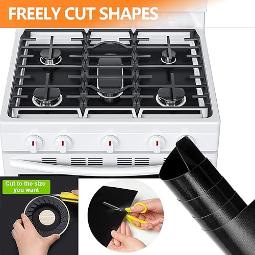 Miniatura 3 de Cubiertas de estufa para quemadores de gas, cubierta superior de estufa, recortada, fácil de limpiar, reutilizable, forro antiadherente, lavable,