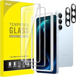 JETech Screen Protector for Samsung Galaxy S26 with Camera Lens Protector, 9H Tempered Glass Film with Easy Installation Tool, Fingerprint ID Compatible, HD Clear, 2-Pack Each