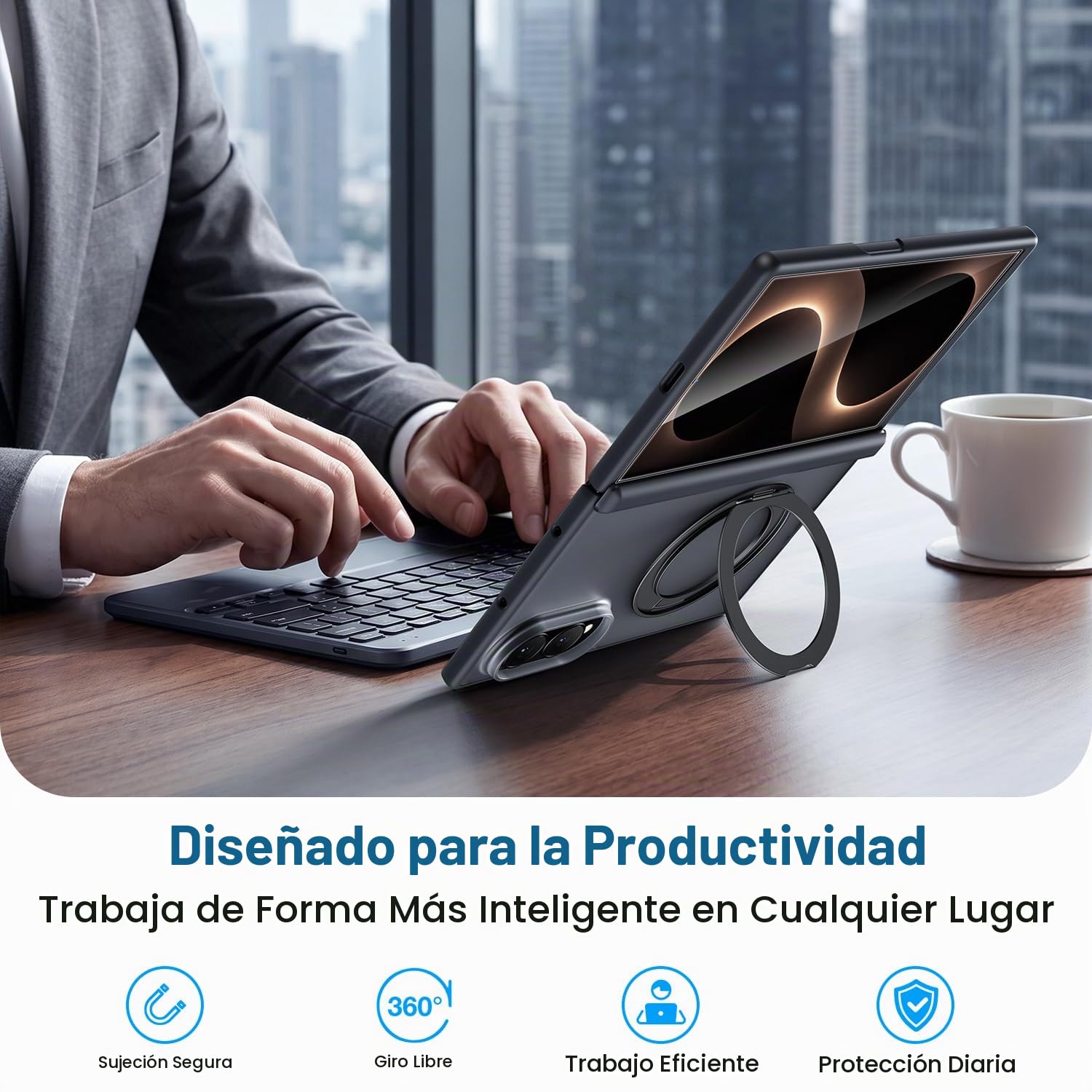 WSKEN Funda para Samsung Galaxy Z Fold 8, para carga magnética y segura, [cubierta de policarbonato mate con soporte de anillo de 360°, protección de bisagra, a prueba de golpes] 2 protectores de