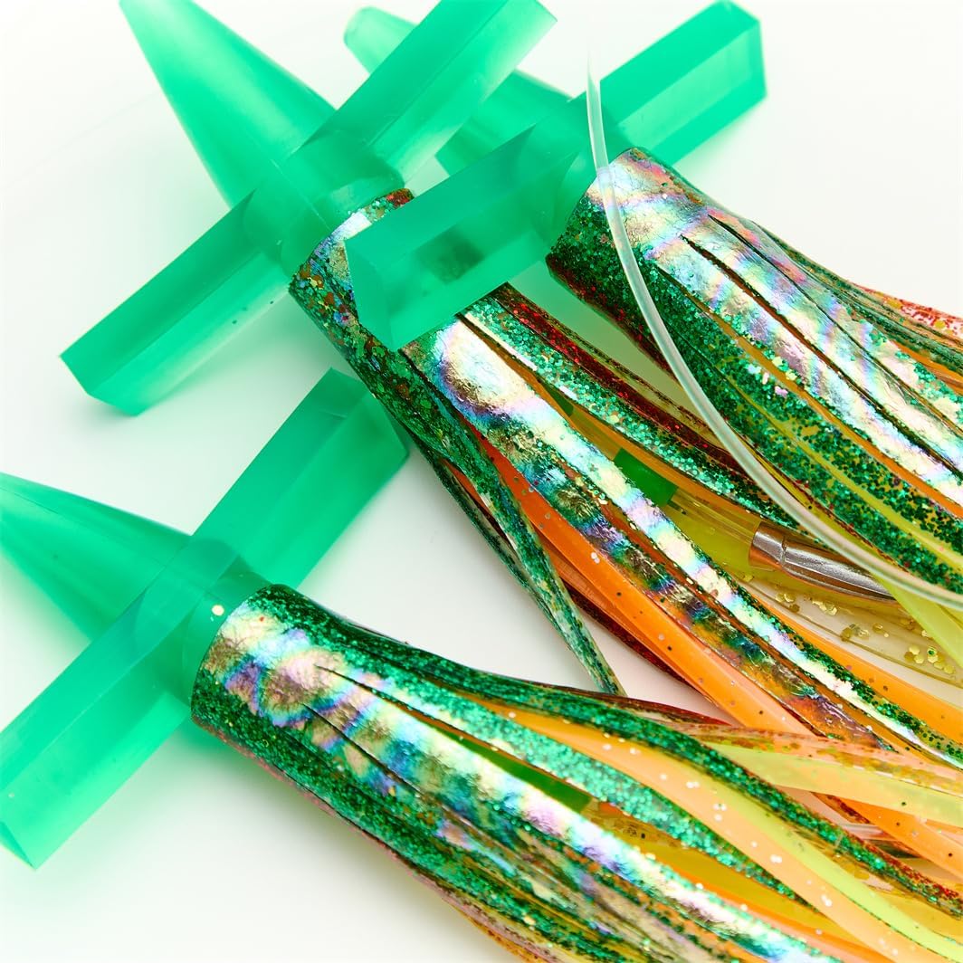 OCEAN CAT Teaser Chain Lures Trolling Lure Saltwater Fishing Lures with Stainless Steel Hook and High Strength Fishing Line Fully Rigged Teasers for Wahoo Tuna Marlin Mahi Mahi