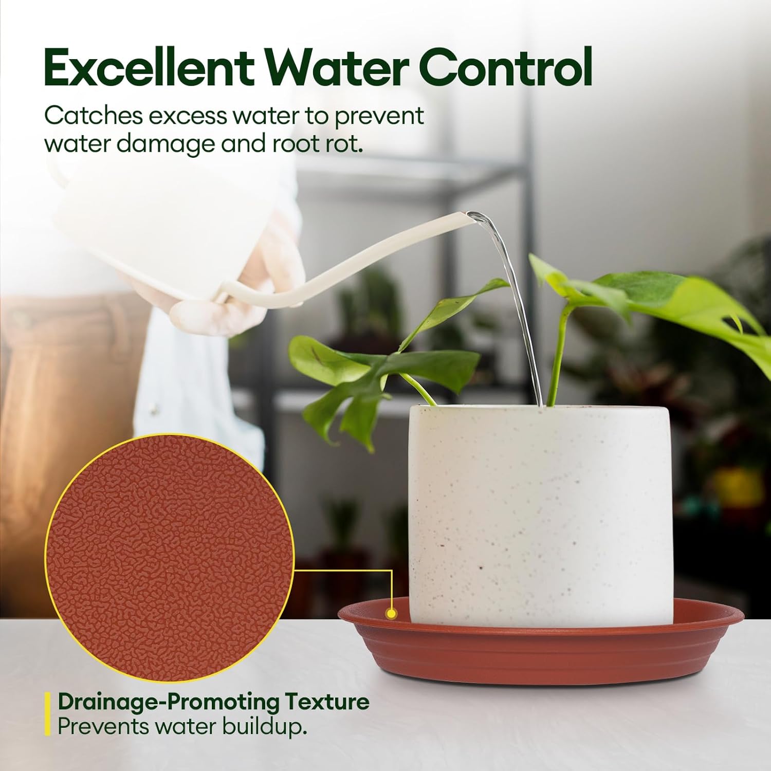 VIVOSUN 5-Pack 3 Gallons Grow Bags Heavy Duty Thickened Nonwoven Fabric Pots and 6 Pack Plant Saucer, 8 10 12 inch Plant Saucers for Indoor, Heavy Duty Plastic Plant Trays for pots, Grow Bag