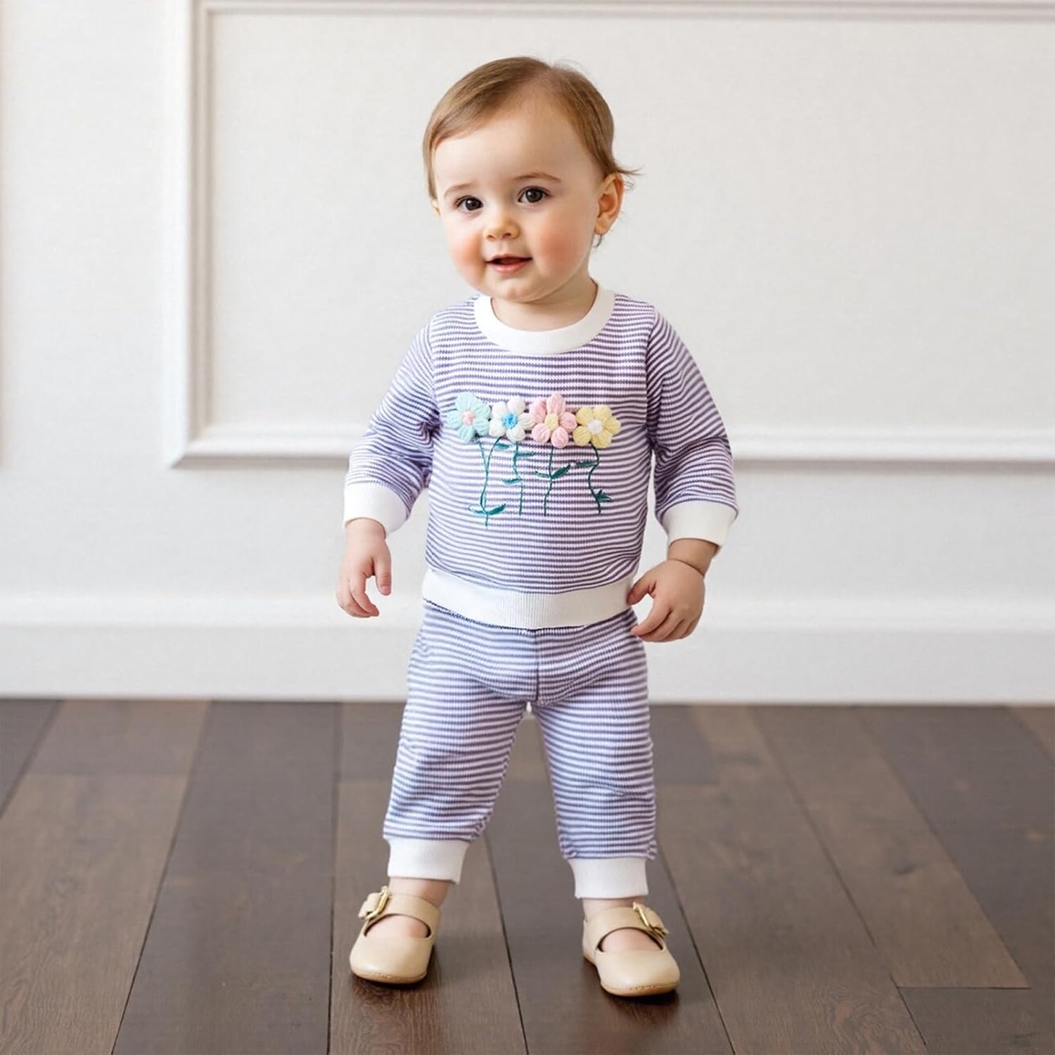 Little Girls Valentines Day Clothes Toddler Girl 3D Flower Long Sleeve Sweatshirt Pullover Top Pants Cute Outfit - Image 4