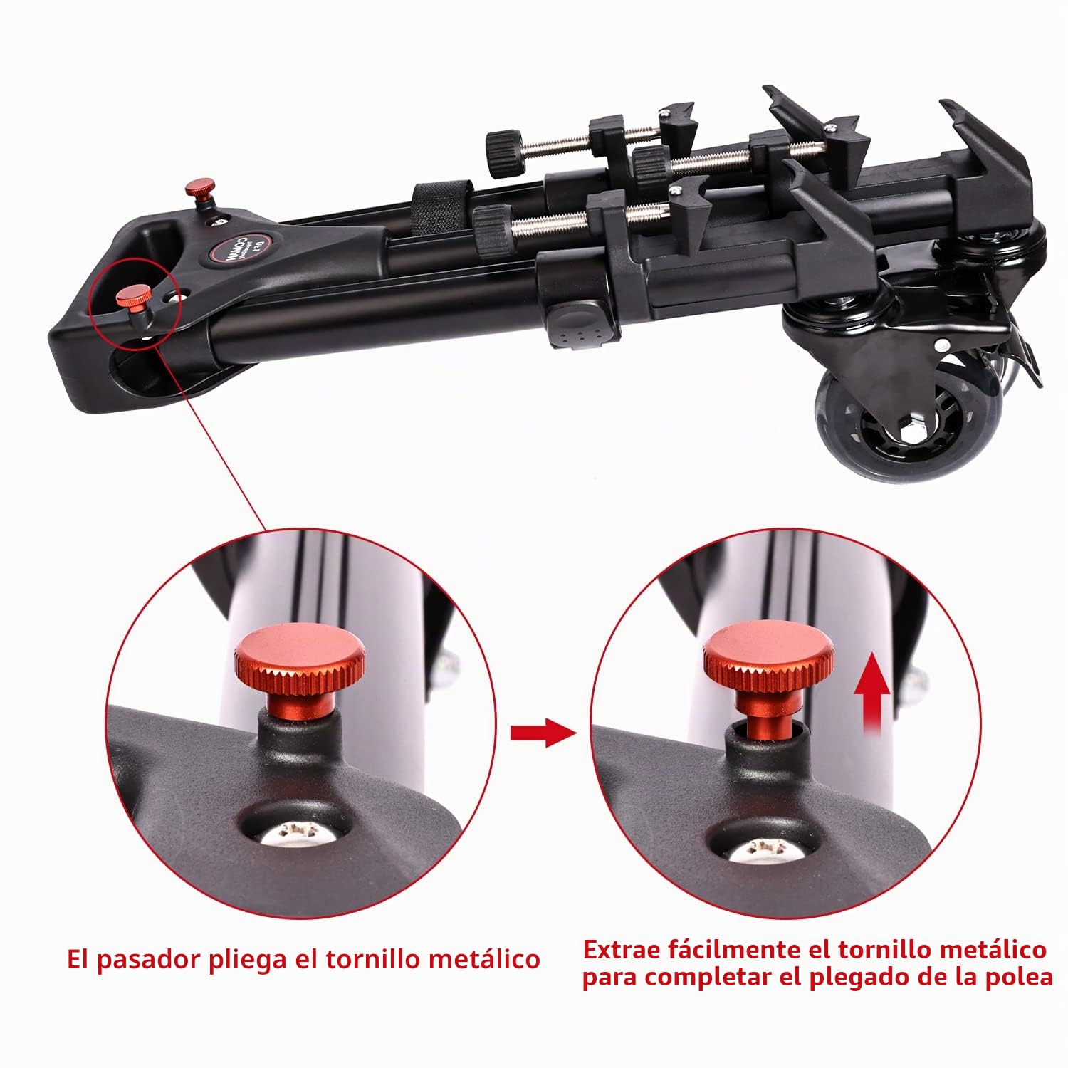 COMAN Trípode Profesional Dolly - Resistente con Soporte de Pierna Ajustable con Ruedas de Bloqueo y Funda de Transporte Compatible con la mayoría de trípodes cámaras de videocámara
