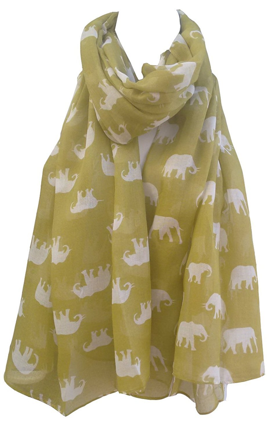 Glamlondon Women's Mustard Green Elephant Print Scarf