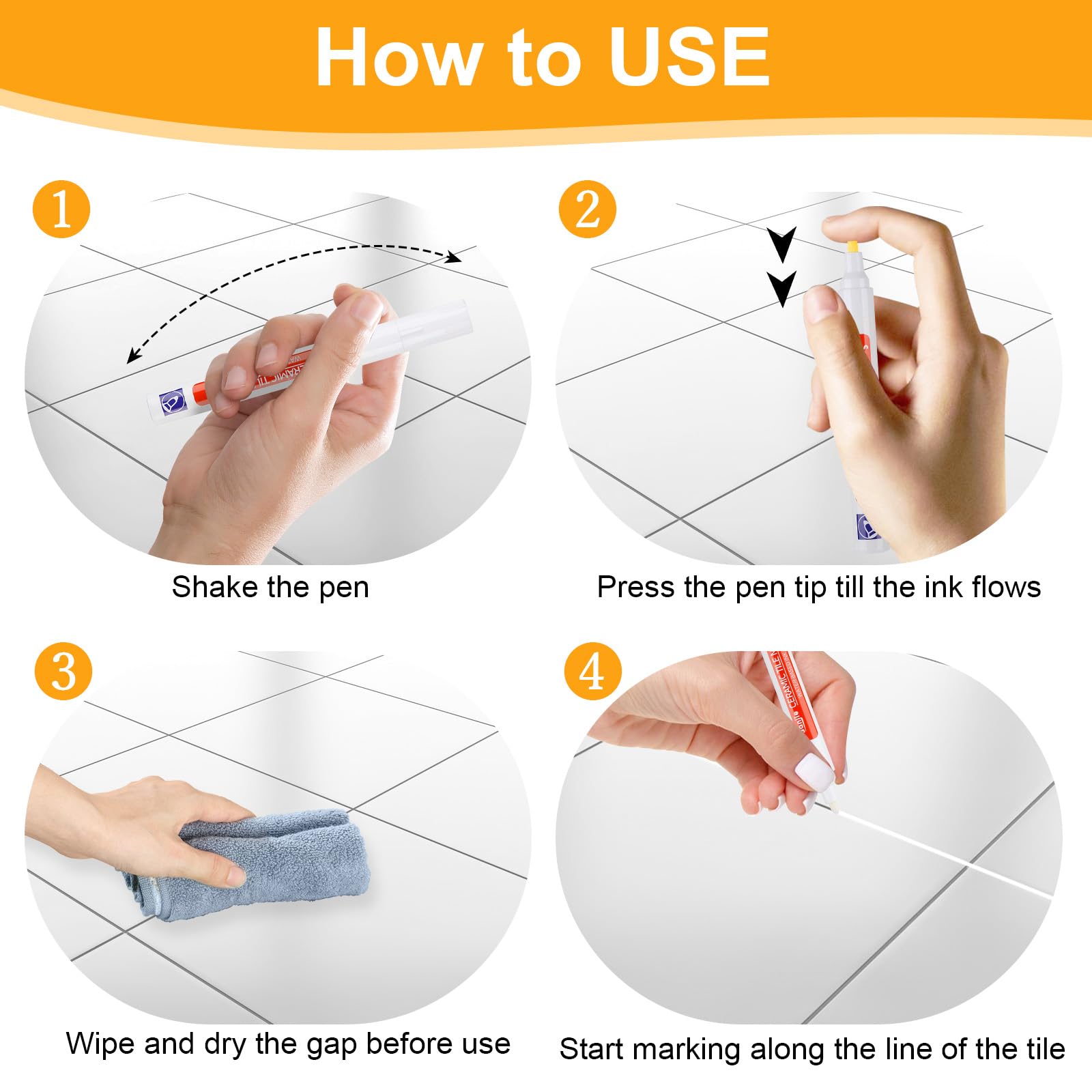 Sinofort Grout Pen White, 12 PCS Tile Pen for Tiles Bathroom Marker with Replacement Nib - Image 3