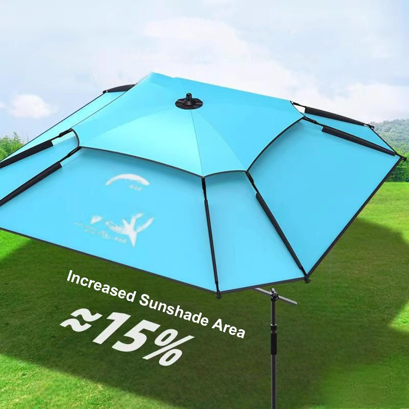 Parasol Ogrodowy Z Funkcją Pochylenia, Kwadratowy Parasol Ogrodowy Z Aluminiowym Drążkiem, Parasol Wędkarski Na Plażę I Kemping, Z Torbą Transportową,Khaki-220cm/7.2ft