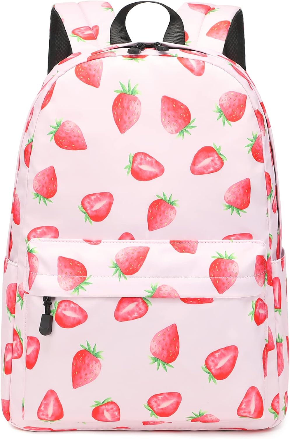 MIRLEWAIY Girls Pink Strawberry Backpack Lightweight Primary SchoolBag Book Bag for Teen School Travel Work