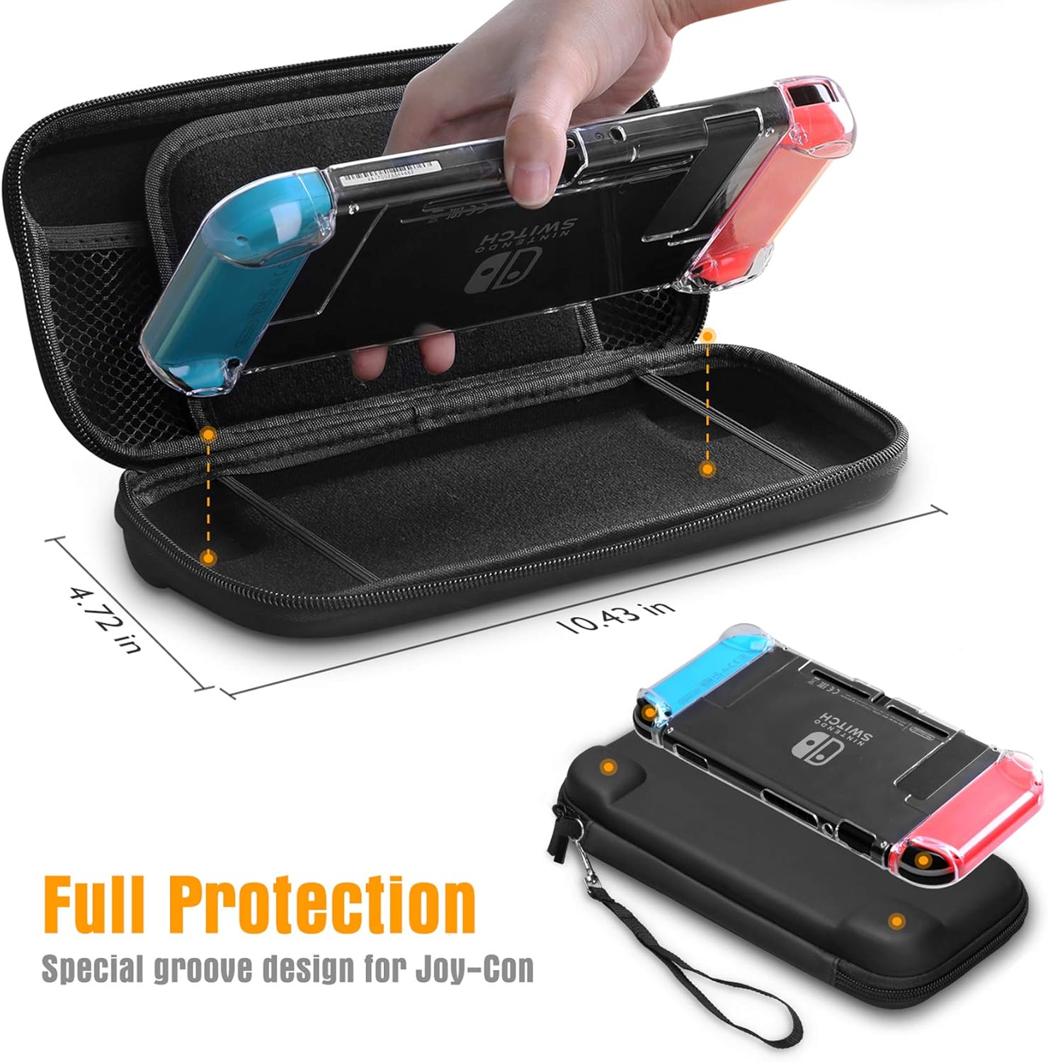 HEYSTOP Case for Nintendo Switch OLED Model, Protection for Switch OLED Switch Case OLED Kit Accessories Cover for Nintendo Switch OLED with Tempered Glass Screen and Thumb Covers Grips - Image 6