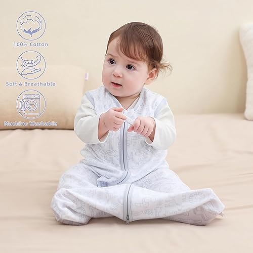 Miniatura 2 de DaysU Cotton Baby Sleep Sack, Baby Sleeping Bag with Two-Way Zipper, 0.5 TOG Wearable Blanket for Newborn Baby Boys and Girls