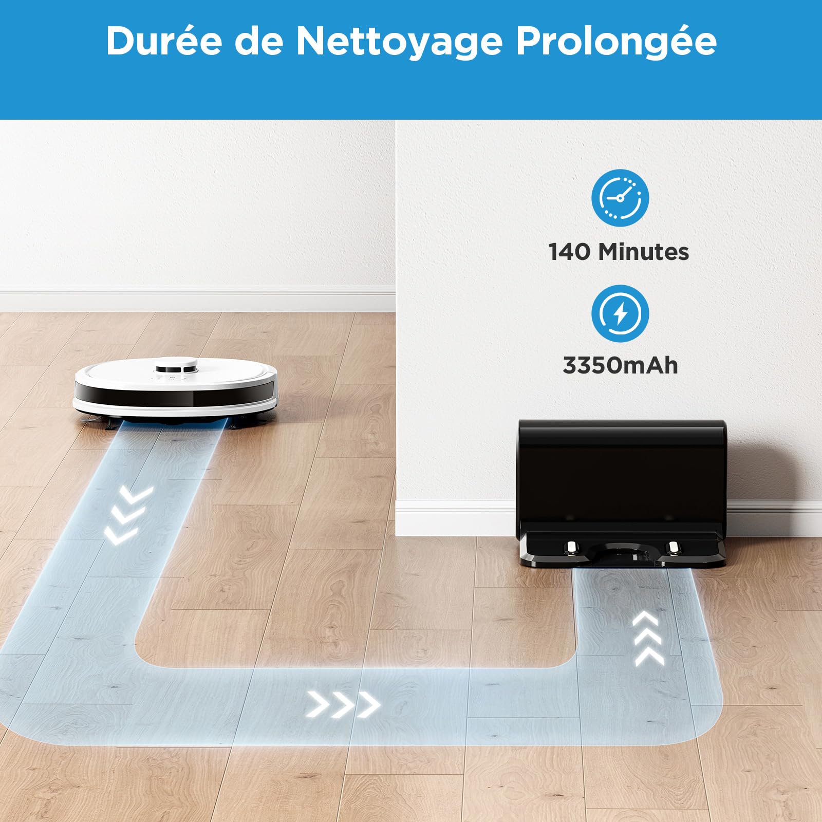 Midea M6 Aspirateur Robot Laveur Poils Animaux,Aspirateur Robot 2 en 1,Navigation LiDAR,140min d'Autonomie,2000Pa,Alexa/WiFi/APP/Télécommande Contrôlé,Idéal pour Les Poils d'animaux Tapis Sols Durs