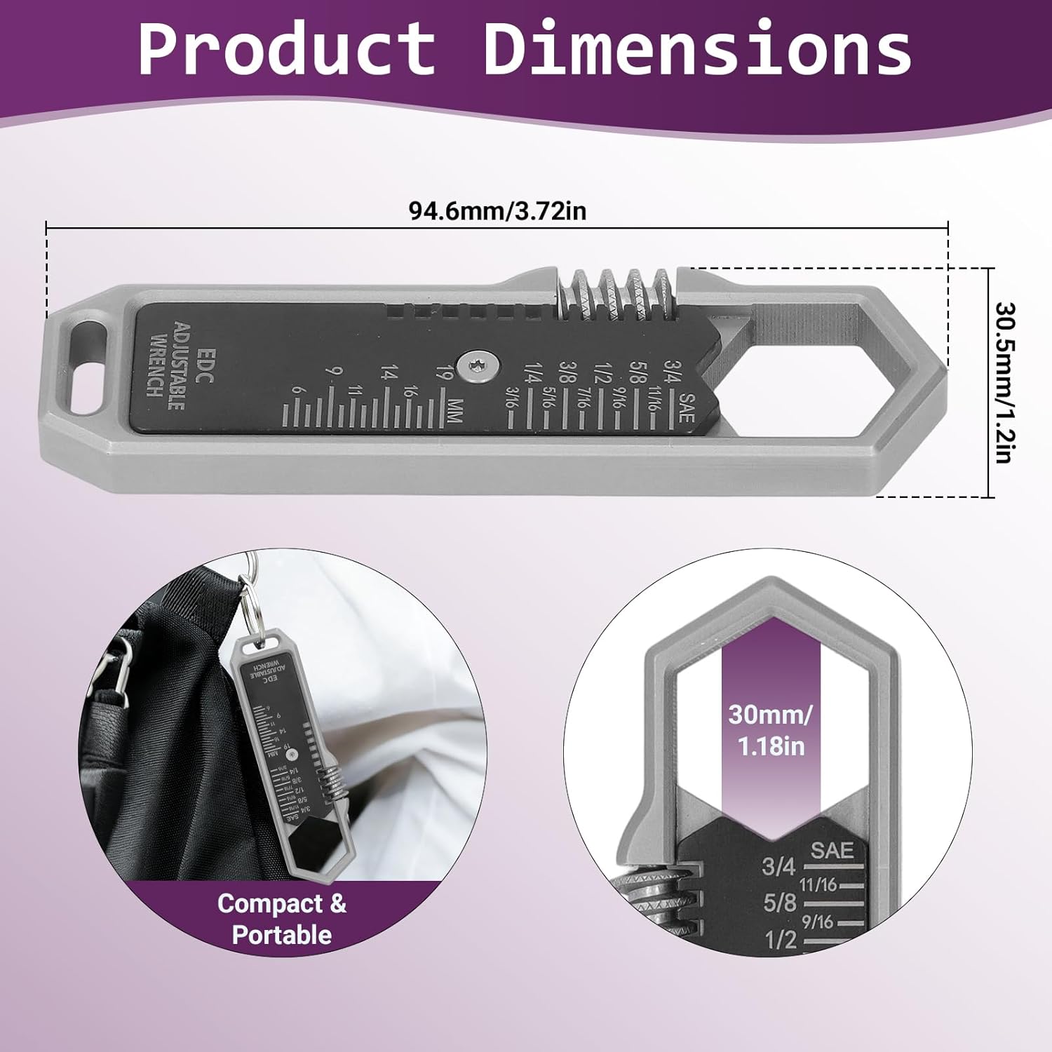 Adjustable Mini Wrench, Adjustable Size 9‑16mm Wrench Spanner Alloy Steel Metal Small Wrench for Woodworking Garage