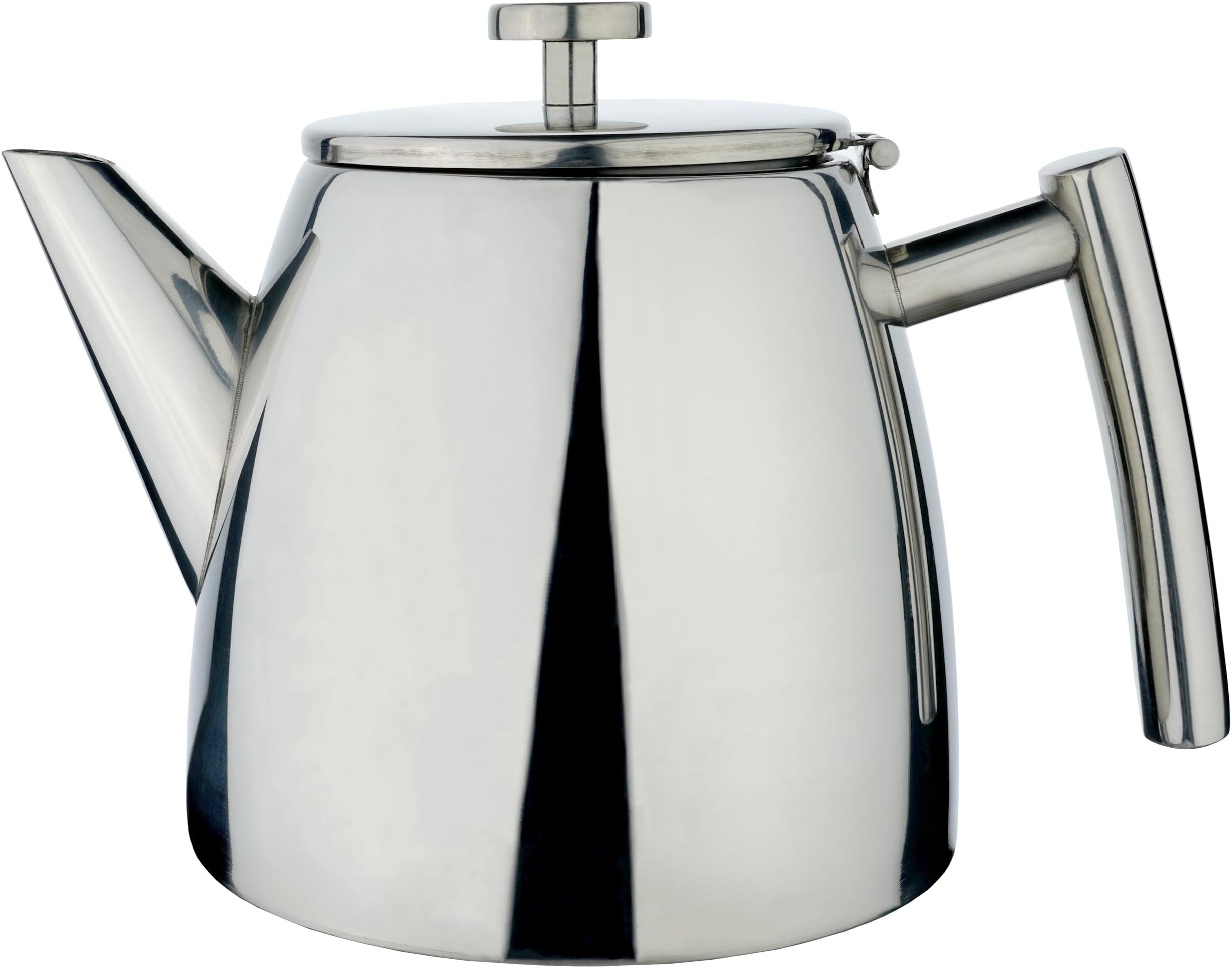 Grunwerg Cafe Stal Double wall teapot, Mirror Finish, 1200ml / 1.2L