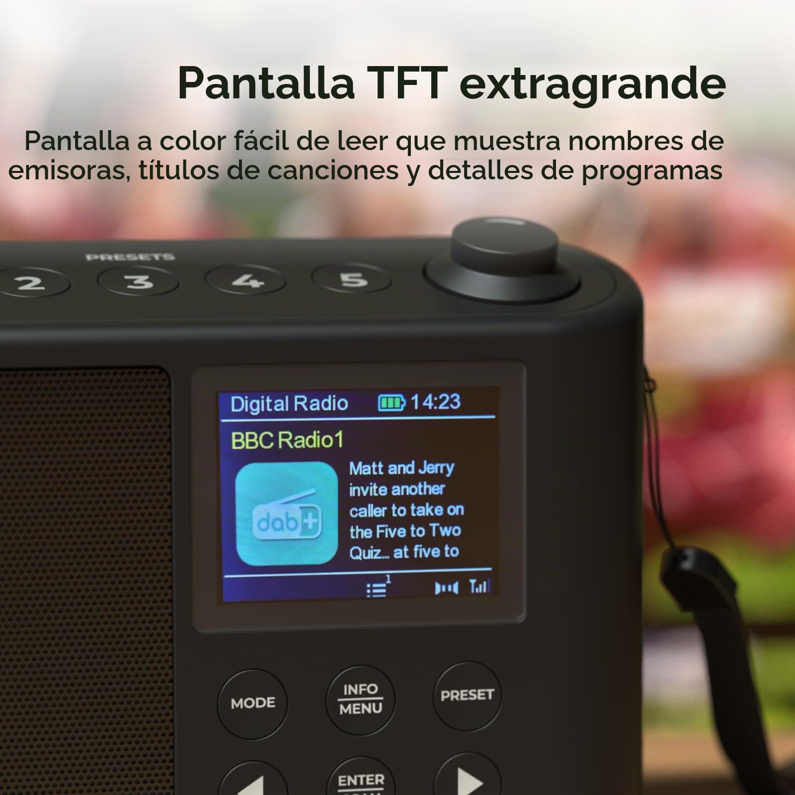 Radio Dab portátil, Radio Dab Plus/Dab, Radio FM, Radio pequeña, Pantalla LCD Grande, radios portátiles y batería, Carga USB para 10 Horas de reproducción, (Spectrum de iBox)