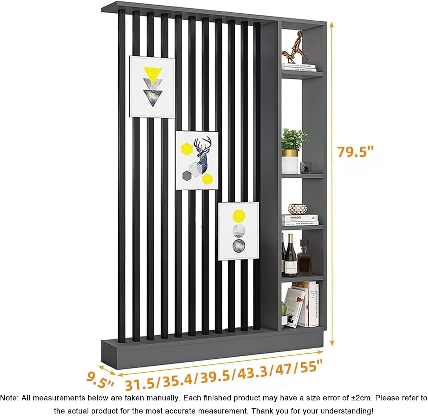 Modern Room Divider with Shelves,Wall Room Divider Screen with Storage Cabinet, Wall Divider for Room Separation, for Home Office Decorative