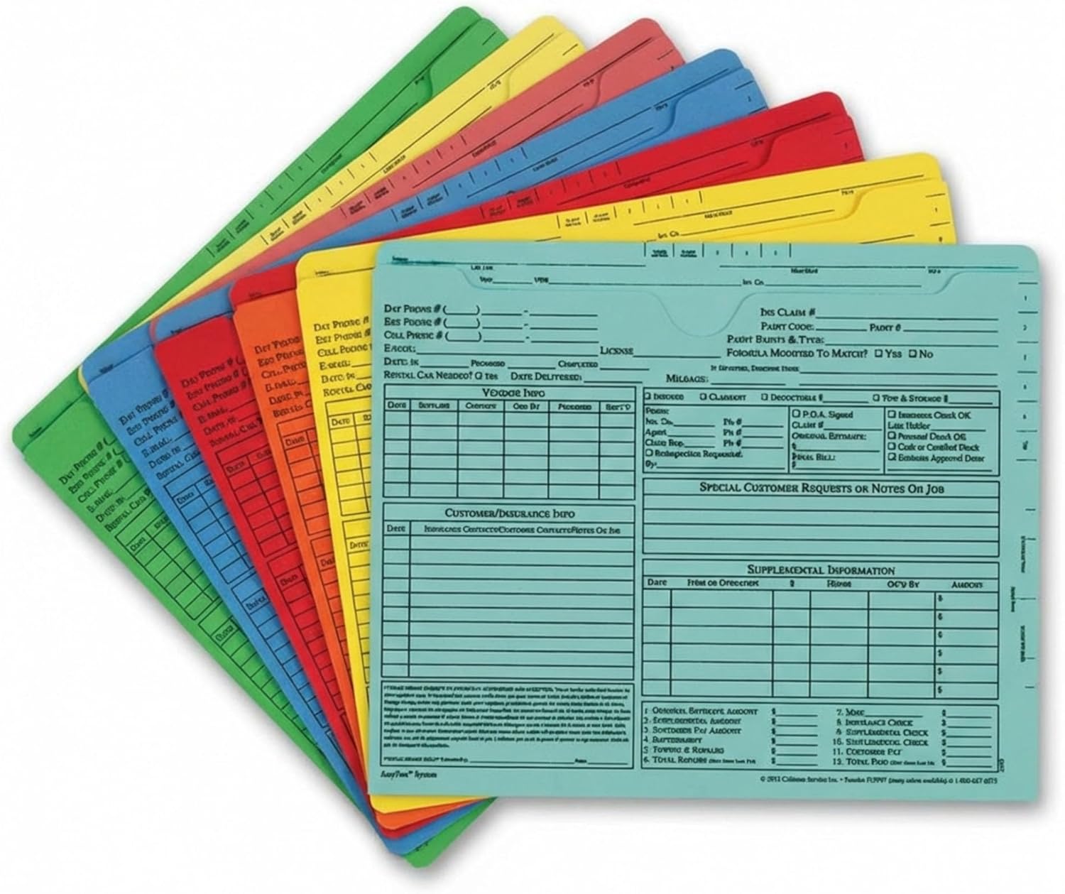 Champ EasyTrac Auto Body Repair Heavy Duty Job Jackets, Organizer Folders for Paperwork - Aquamarine File Jackets, 50-Pack