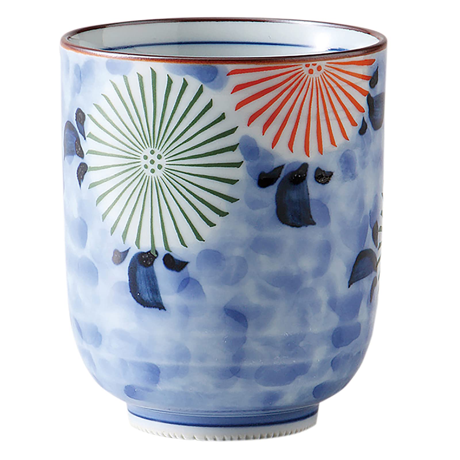 Amazon｜波佐見焼 湯呑 大 錦ダミ花 緑 日本製 74044｜湯呑み