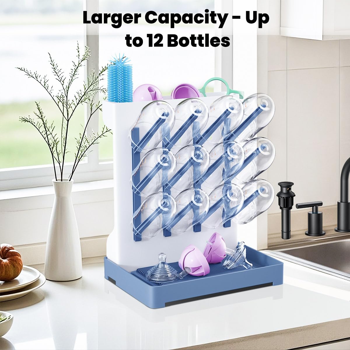 WillMall Baby Bottle Drying Rack: Vertical Space Saving Large Bottles Holder, Standing Boon Dryer Rack Baby Accessory - Image 2