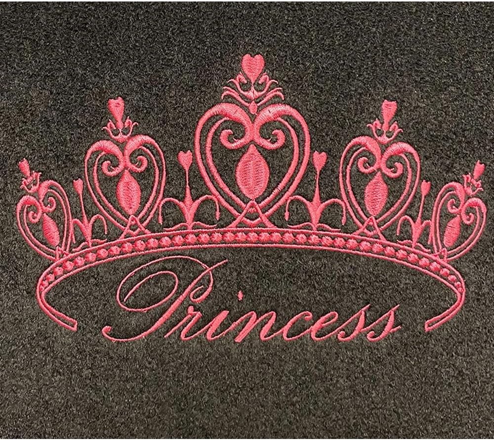 A Set of 4 Universal Fit Front and Rear Logo Plush Carpet Floor Mats - Princess Tiara