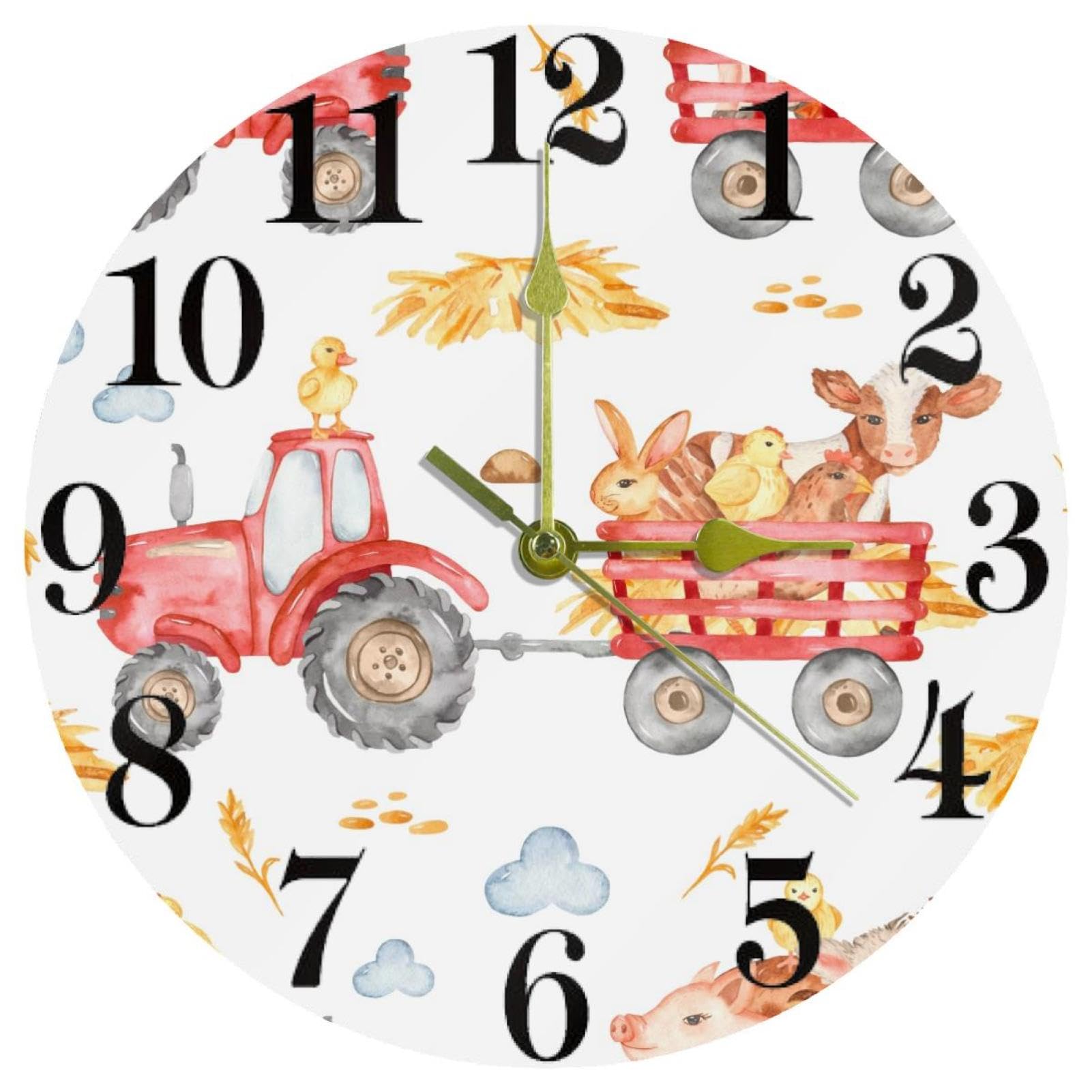 Horloge murale tracteur rouge idée cadeau originale pour enfants