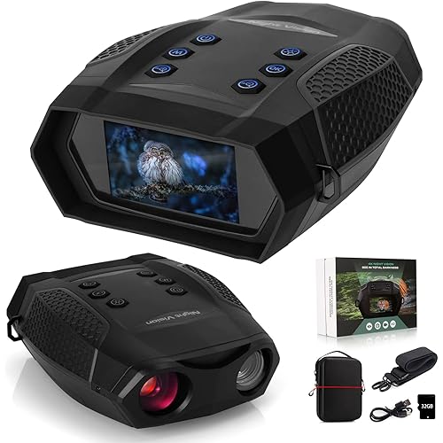 QUTOGO Night Vision Goggles,4K Night Vision Binoculars, Digital Infrared Night Vision for Viewing 984ft in 100% Darkness,3'' Large Screen Binoculars can Save Photo and Video with 32GB Memory Card