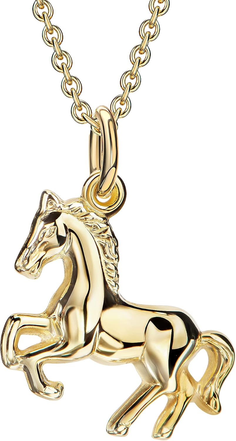 Echter 585er Gold Pferd-Anhänger Mit Kette - Made In Germany Für Pferdeliebhaber