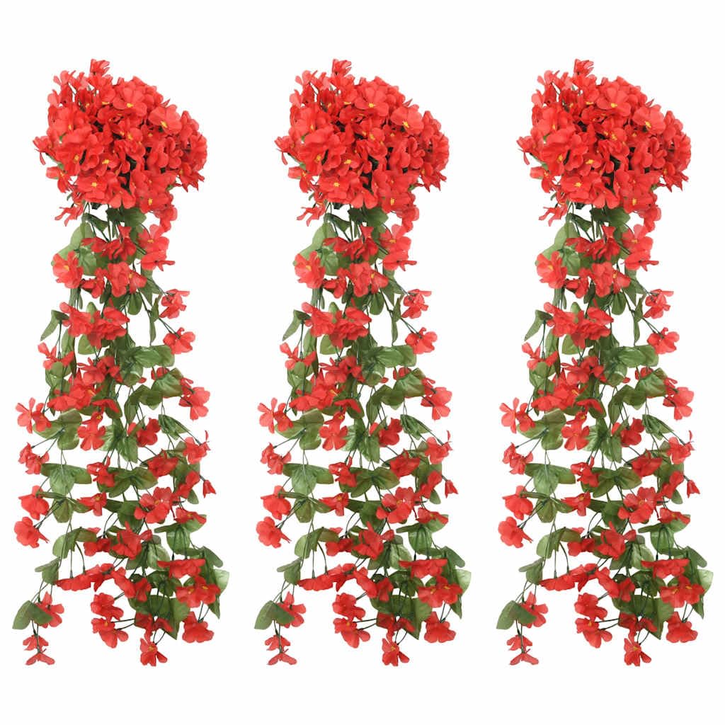 Guirlande fleurs artificielles rouges de fete interieur exterieur suspendue 85cm