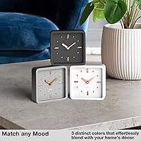 Vista 6 de Driini Modern Mid Century Desk & Shelf Clock (Black Rose Gold) - Battery Operated with Silent, Analog Movement – Small Tabletop Clocks for Office