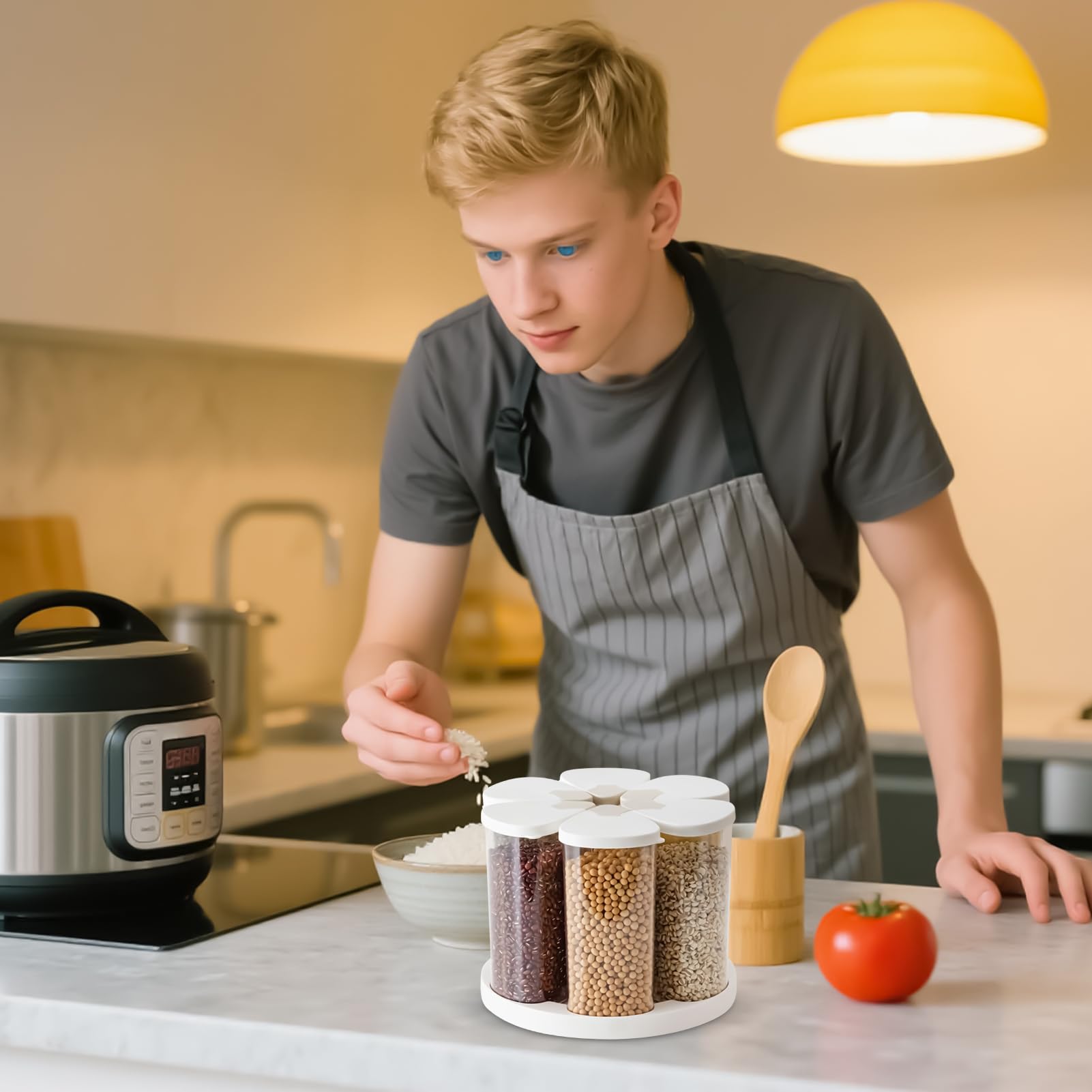 Dispensador Giratorio De Alimentos Organizador 6 Compartimentos Para Cocina | Contenedores De Alimentos Dispensador Cereales Para Cocina Despensa Armario Cereal Harina Azúcar Caramelos Snacks