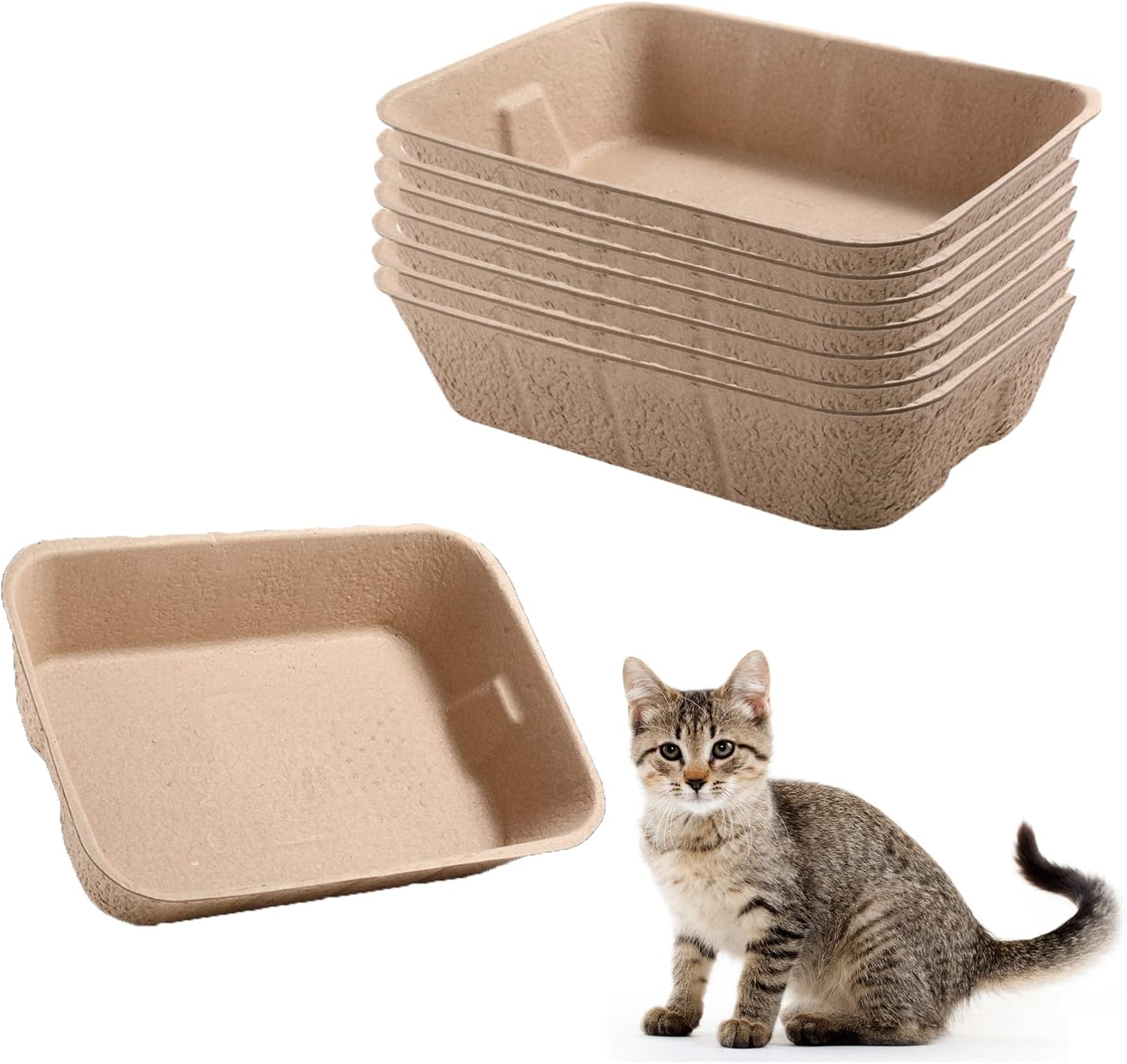 8 Pack Disposable Litter Box, Portable 2 in 1 Kitten Litter Box for Indoor Outdoor