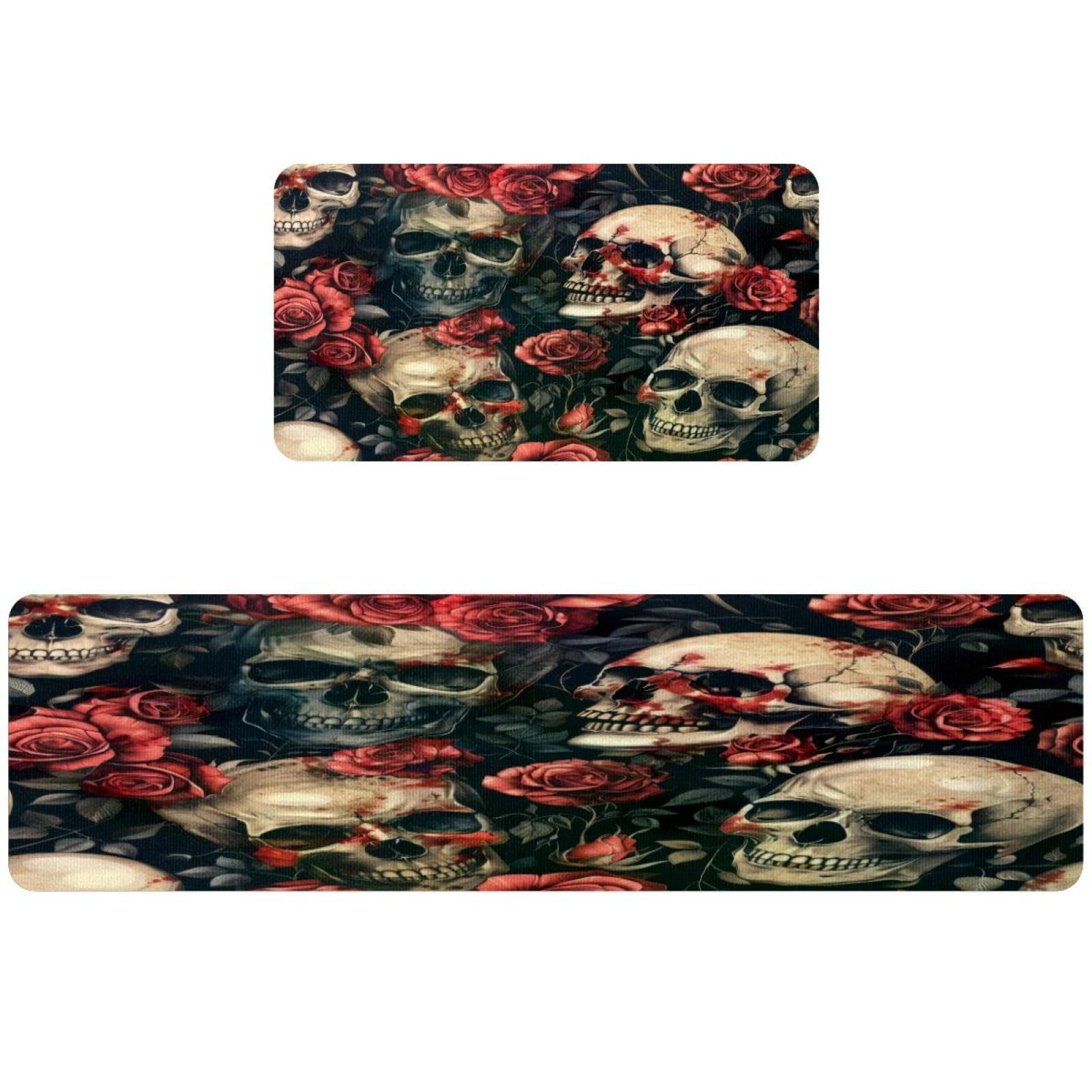 Tapete de cocina para suelo limpio y seco alfombra lavable de calavera