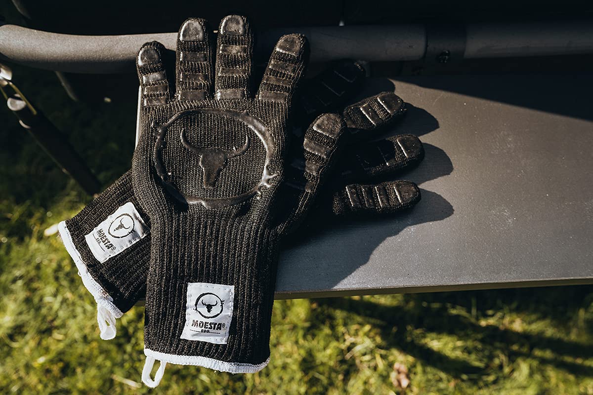 MOESTA-BBQ 19216 GrillGloves No.1 Größe S/M für Profis - Bis 500°C hitzebeständiger Grill- / Ofen-Handschuh - LFGB