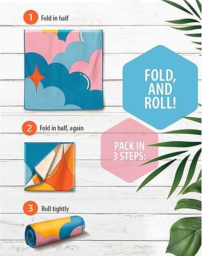 Vista 194 de VENTURE 4TH Toalla de playa de microfibra: secado rápido, compacta, sin arena, absorbente, a prueba de arena y ligera, perfecta para camping, playa