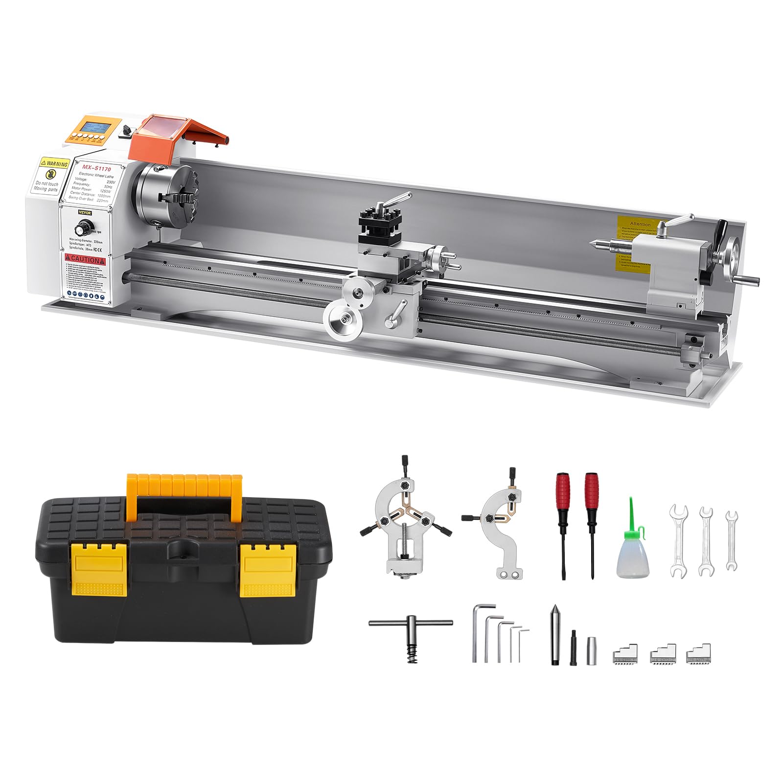 VEVOR Metal Lathe Machine, 8.7 x 39 in, Precision Bench Power Metal Lathe, Automatic Feed, 0-2500 RPM Variable Speed, 1250W Brushless Motor, for Processing Precision Parts Soft Metals Wood Plastics