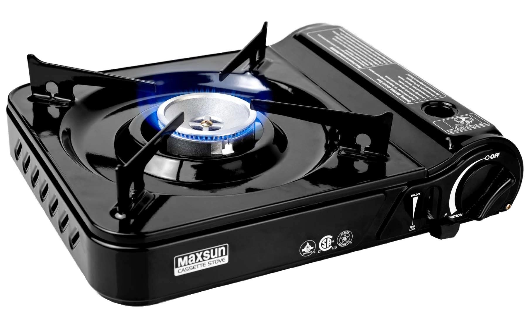 Maxsun Portable Gas Stove MS3800 (Black), 9,560BTU High Power, Camp Stove, Outdoor/Indoor, with Carrying Case