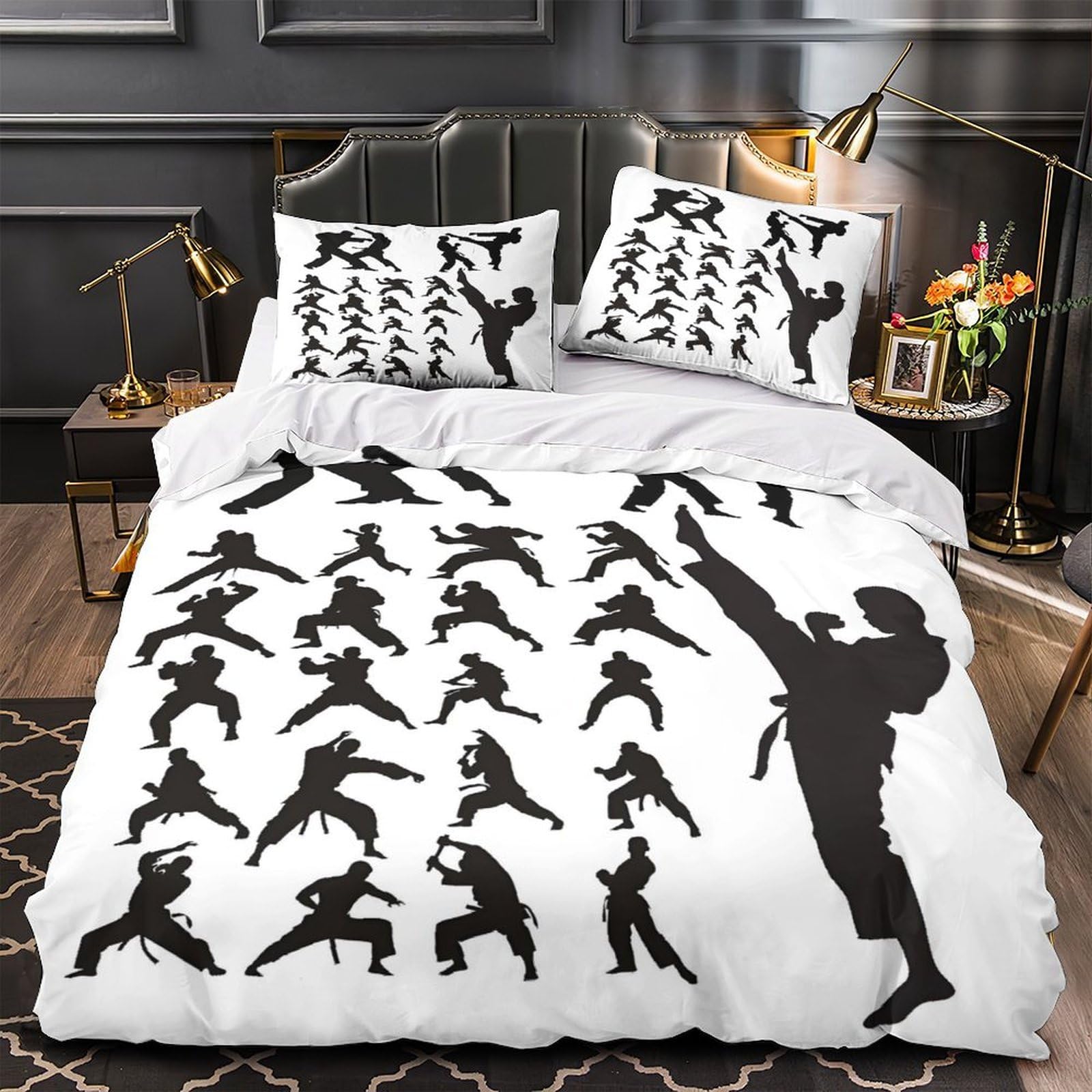Parure de lit 3D arts martiaux en microfibre douce pour transformer la chambre ado 140x200cm