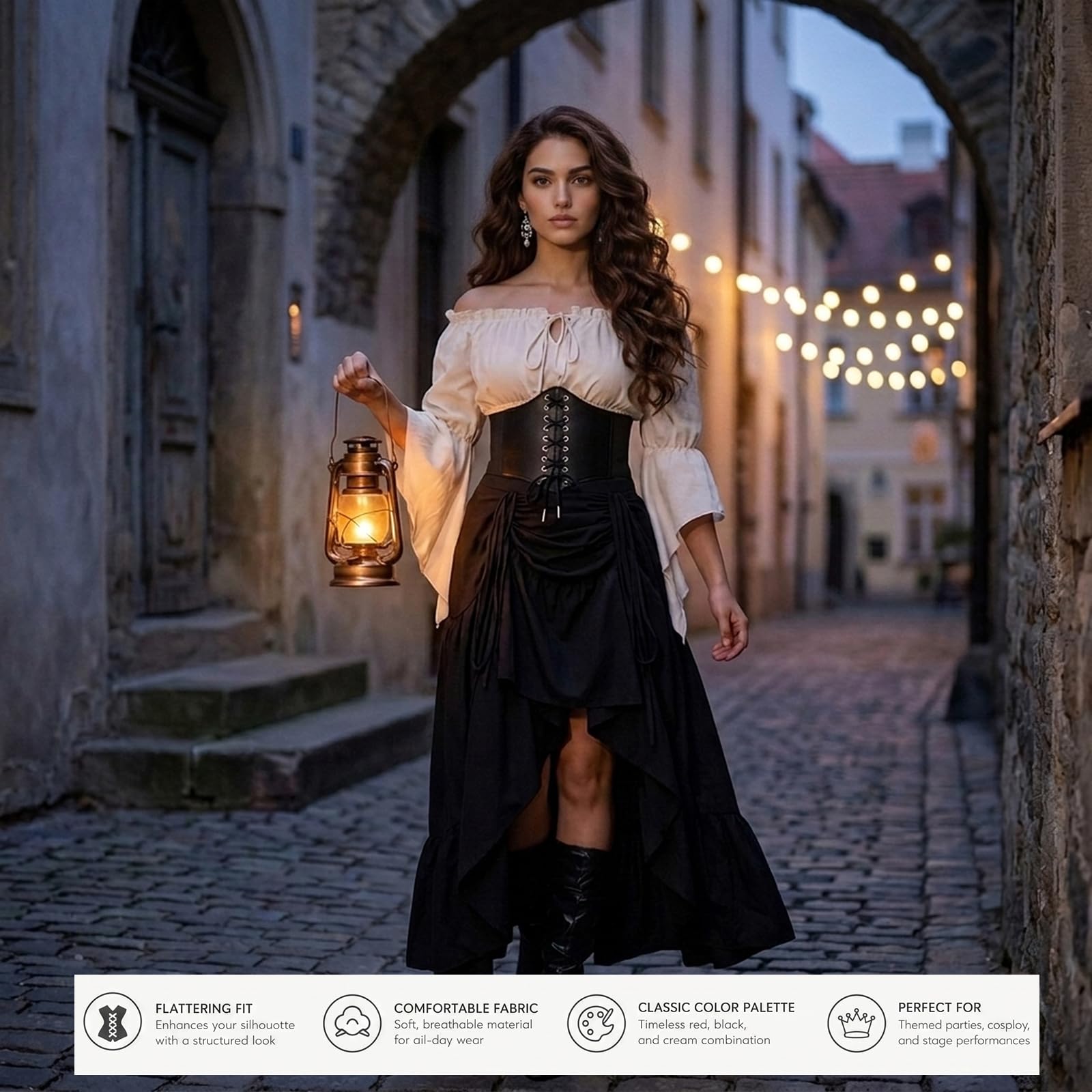 Costume da pirata medievale per Halloween, da donna