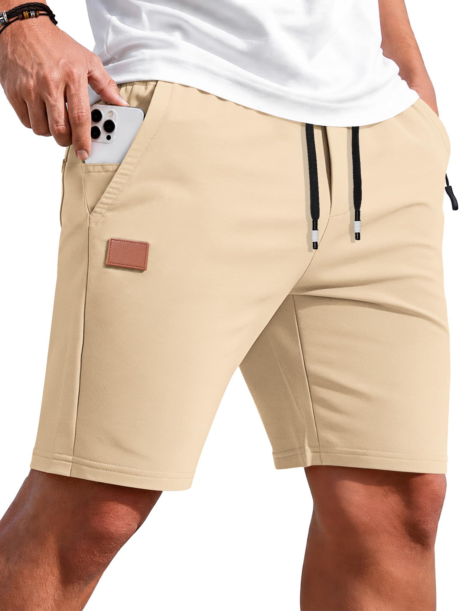 TARAINYA Sporthose Herren Kurz Zipper Baumwolle Kurze Hosen Shorts Sommer Sport Elastische Taille Kordelzug Stretch Mit Taschen