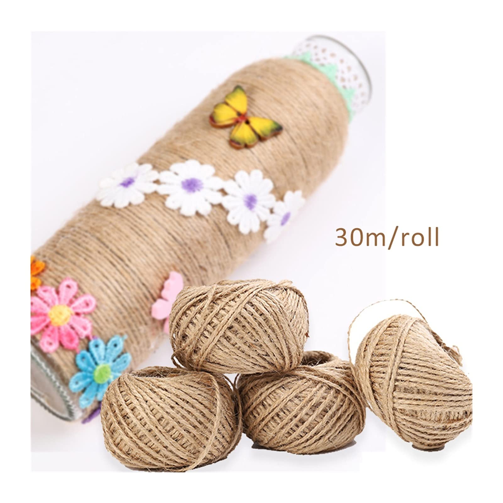 Spago naturale di iuta, Corda di canapa con spago iuta da 30 m/rotolo for l'imballaggio dei regali